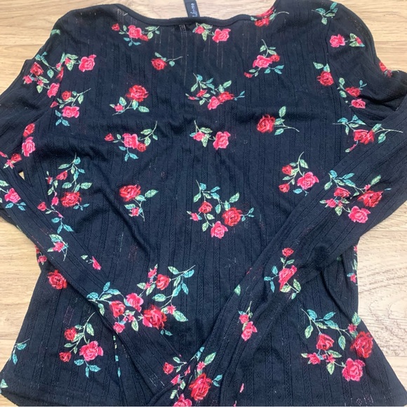 For Love and Lemons Pointelle Long Sleeve Pants Pajama Floral Rose set - Picture 16 of 16